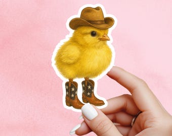 Cowboy chicken Sticker, little bird sticker, Wildlife sticker, nature sticker,  cowboy boots sticker, chicken sticker, cute chicken sticker,