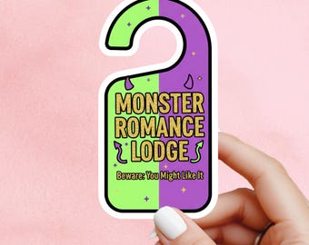 Monster romance door tag sticker, troupe sticker, kindle sticker, book sticker, kindle sticker, bookish sticker, book stickers