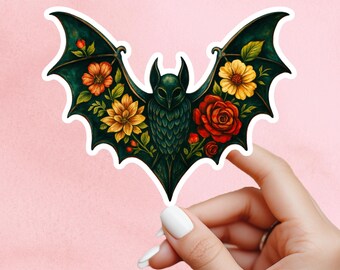 Bat floral sticker, Gothic Sticker, Dark Academia sticker, Dark Romance Theme for your water bottle, laptop sticker, kindle sticker, gothic