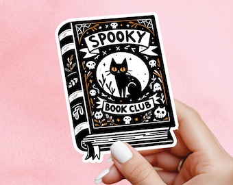 Spooky book sticker, Skeleton sticker, Halloween sticker, fall sticker, kindle sticker, gothic sticker, bookish sticker, spooky reader