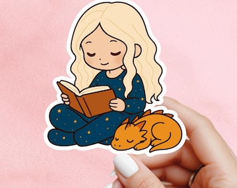 Bookish Girl Vinyl Sticker: Kindle, Laptop, Water Bottle Decal