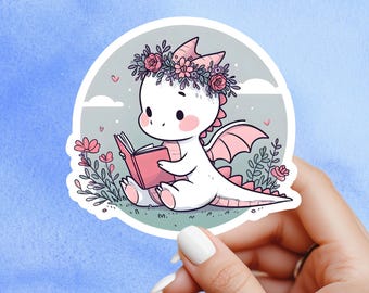 Dragon Book Sticker, witch Sticker, gothic sticker, Fantasy Bookish Merch, Book Lover Gift, e-reader Kindle Stickers, Reading Lover,