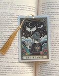 The reader card Bookmark, trigger warrings, holographic bookmark, Gothic Bookmark, Bookmark, Bookish Gifts for Readers, Handmade Bookmark, product logo