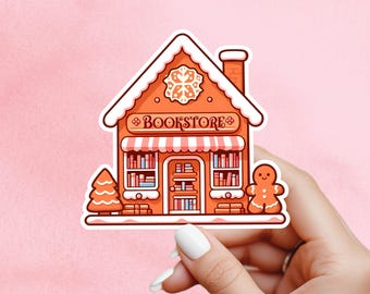 Gingerbread bookstore sticker, reading sticker, Christmas book sticker, kindle sticker, book sticker, fantasy sticker, bookish sticker,