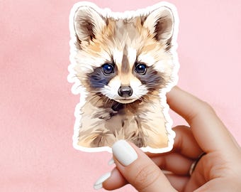 Racoon Sticker, cute racoon sticker, Wildlife sticker, nature sticker, laptop stickerwater bottle sticker, woodland sticker