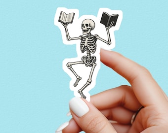 Skeleton reading sticker, dark romance sticker,  kindle sticker, kindle sticker, bookish sticker, book stickers, stickers for kindle