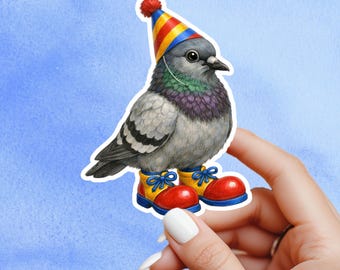 Pigeon Sticker, funny bird sticker, Wildlife sticker, nature sticker, clown sticker, bird watcher sticker, woodland sticker, funny animal