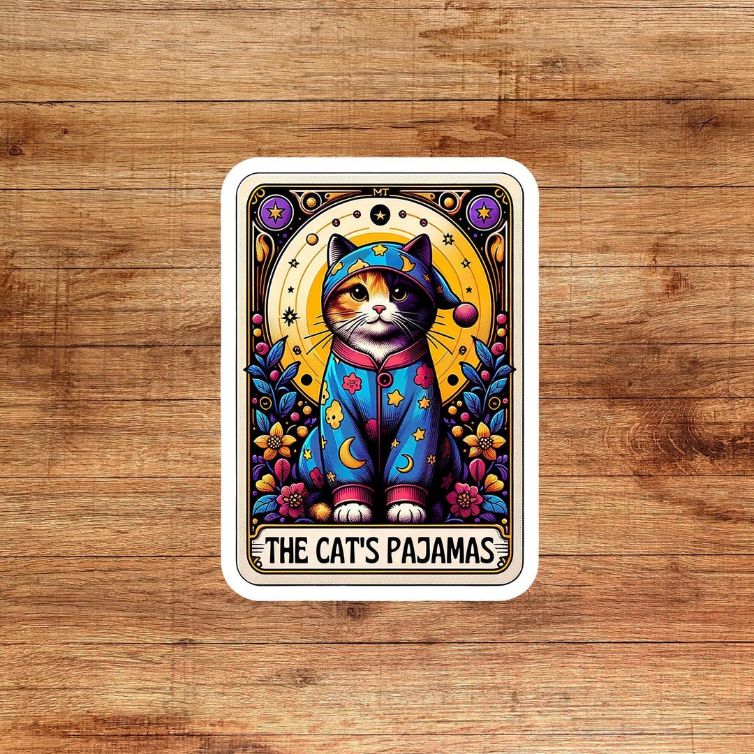 Cats Pyjamas Sticker, Sticker, Booktok Sticker, Kindle Sticker, Tarot ...