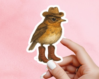 Cowboy wren Sticker, little bird sticker, Wildlife sticker, nature sticker,  cowboy boots sticker, bird watcher sticker, woodland sticker