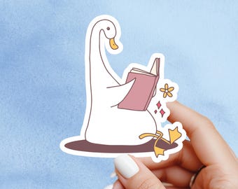 Goose reading sticker, Book lover sticker, kindle sticker, bookish sticker, book stickers, stickers for kindle
