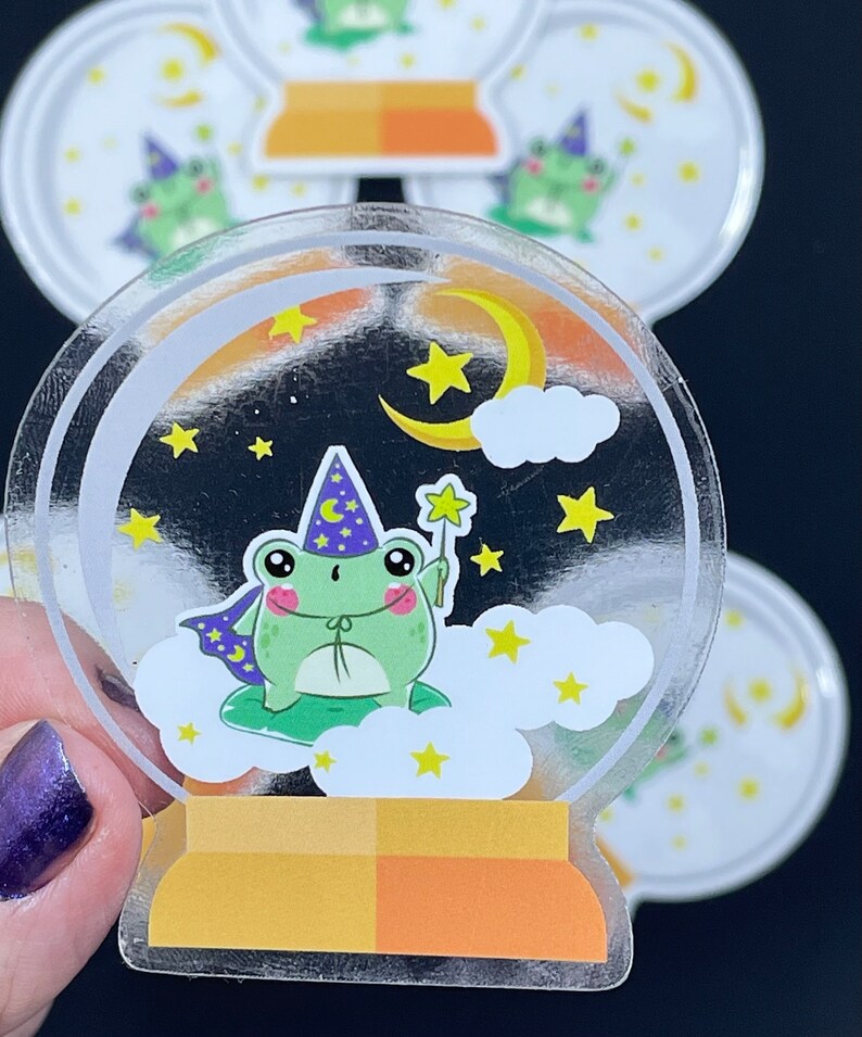 Kawaii Frog Magician Clear Sticker: Crystal Ball Vinyl Decal - Etsy
