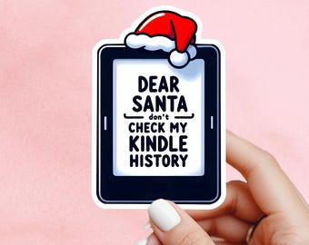 Funny Christmas Kindle Sticker: Dear Santa, Reading Book Decal
