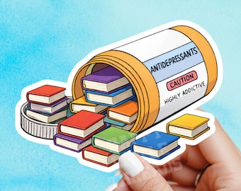 Bookish antidepressant sticker, Bookish girlie sticker, bookish sticker, book sticker, kindle sticker, stickers for kindle, book lover gift