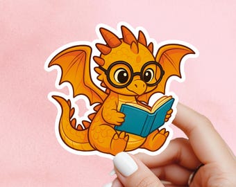 Dragon Book Sticker, Cute Vinyl Sticker, Fantasy Bookish Merch, Book Lover Gift, e-reader Kindle Stickers, Reading Lover, Booktok