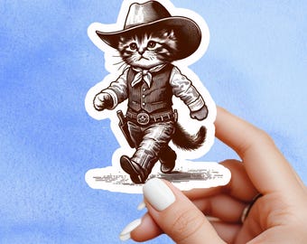 Cowboy cat sticker, Western sticker, country  sticker, cowboy sticker, book sticker, kindle sticker, book stickers, stickers for kindle