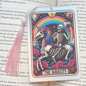 Tarot card Bookmark, holographic bookmark, the audacity, Gothic Bookmark, Booktok Bookmark, Bookish Gifts for Readers, Handmade Bookmark, image 2