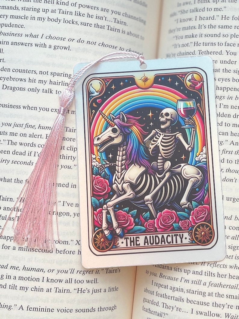 Tarot card Bookmark, holographic bookmark, the audacity, Gothic Bookmark, Booktok Bookmark, Bookish Gifts for Readers, Handmade Bookmark, image 2