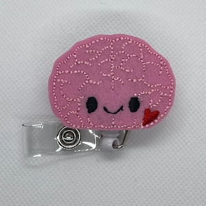 Brain Badge Reel - Brain - Feltie Badge Reel - Cute Badge Clip - Retractable ID Badge Holder - Badge Pull.