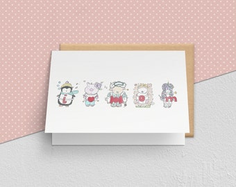 I love mom animal card - Mothers Day postcard, best mom card