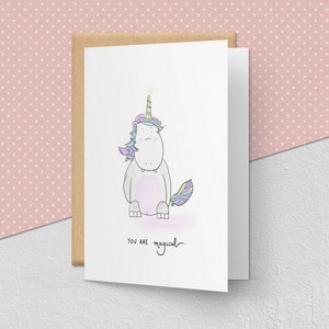 Gepersonaliseerd ** Je bent magisch, eenhoorn wenskaart, verjaardagskaart, felicitatiekaart, moederdagcadeau