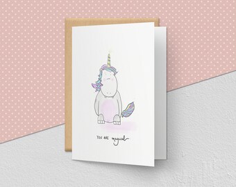 Personalized** You Are Magical, Unicorn Greeting Card, Birthday Card, Congrats Postcard, Mother's Day Present