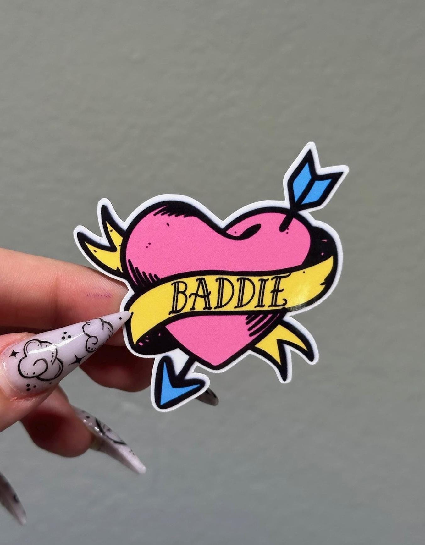 BADDIE Heart Tattoo Sticker | Trad Tattoo Sticker | Girly Sticker ...