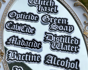 Tattoo Bottle Labels B&W SET | Tattoo Labels | Tattoo Artist Accessories | Tattoo Artist Stickers | Opticide Labels | Green Soap Label