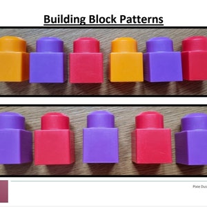 Printable construction cards, building block patterns, pre school, early years, copying