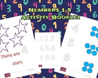 Numbers 1-9 activity booklet - maths - early years - preschool - EYFS - counting - number recognition