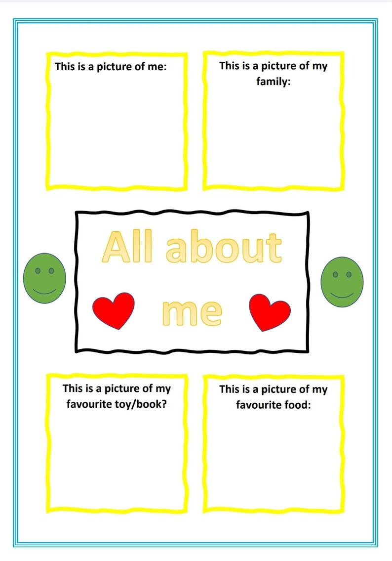 Printable 'all About Me' Sheet, Using Pictures, Pre School, Nursery ...