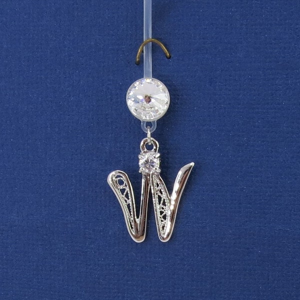 Letter W Belly Button Ring, Bio flex Dangle Belly Ring, Sparkly Body Jewelry , Navel Piercing ,Acrylic Bio Flexible