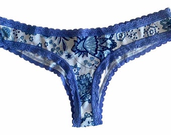 Blue Flower Lace Panties Panty Underwear Women Intimates Lingerie