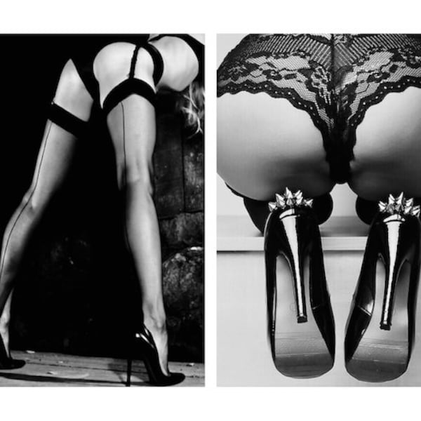 5x7 Photographs Risque Lingerie Fishnet Stockings Woman Model Heels