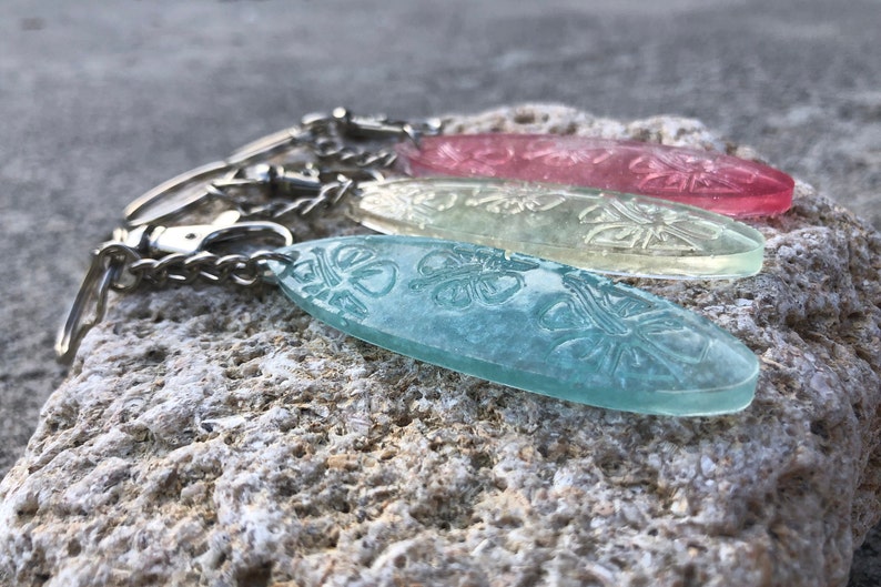 Resin Hibiscus Surfboard Keychain With Snap Hook Etsy