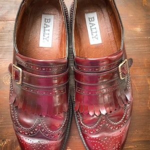 Vintage‎ Bally France Burgundy Leather Kiltie Loafers Men\'s Size 8 E Narrow Vintage Bally Loafers Men - Etsy main image 3