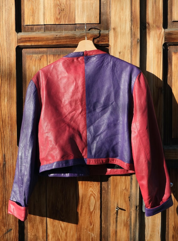 Vintage Gianfranco Scussi Leather Jacket: Pink & Purple, Size