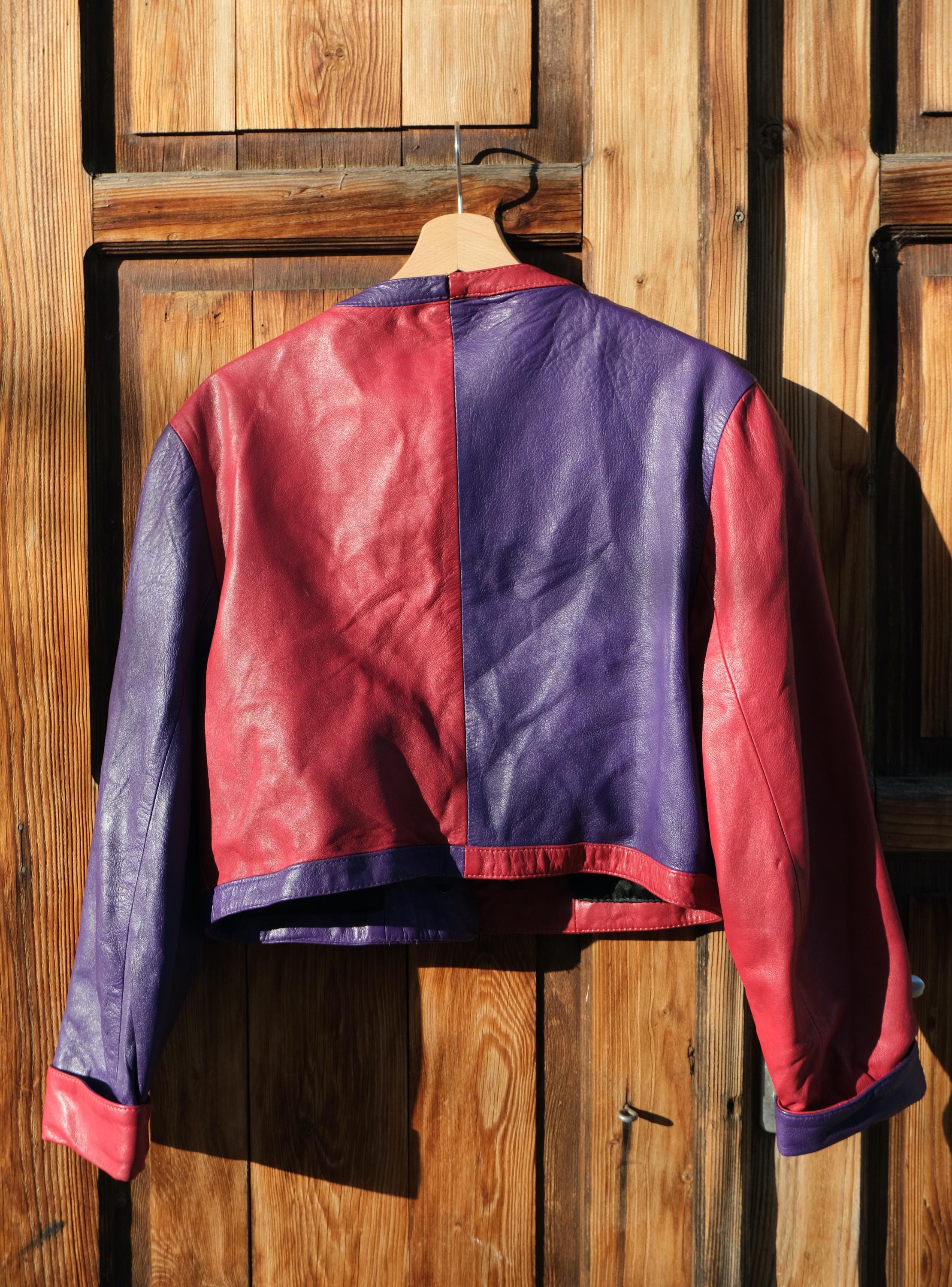 Vintage Gianfranco Scussi Leather Jacket: Pink & Purple, Size