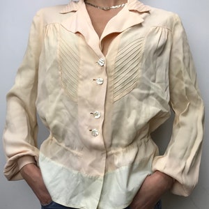 Vintage handmade blouse / Handmade pastel shirt from 50s / Antique blouse from 50s