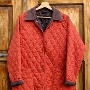 Preloved Barbour jacket / Vintage orange Barbour coat/Summer Liddsdale Quit Jacket size 40
