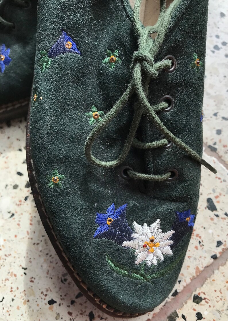 Vintage Dark Green Trachten Women Shoes/ Austrian Folk Leather - Etsy