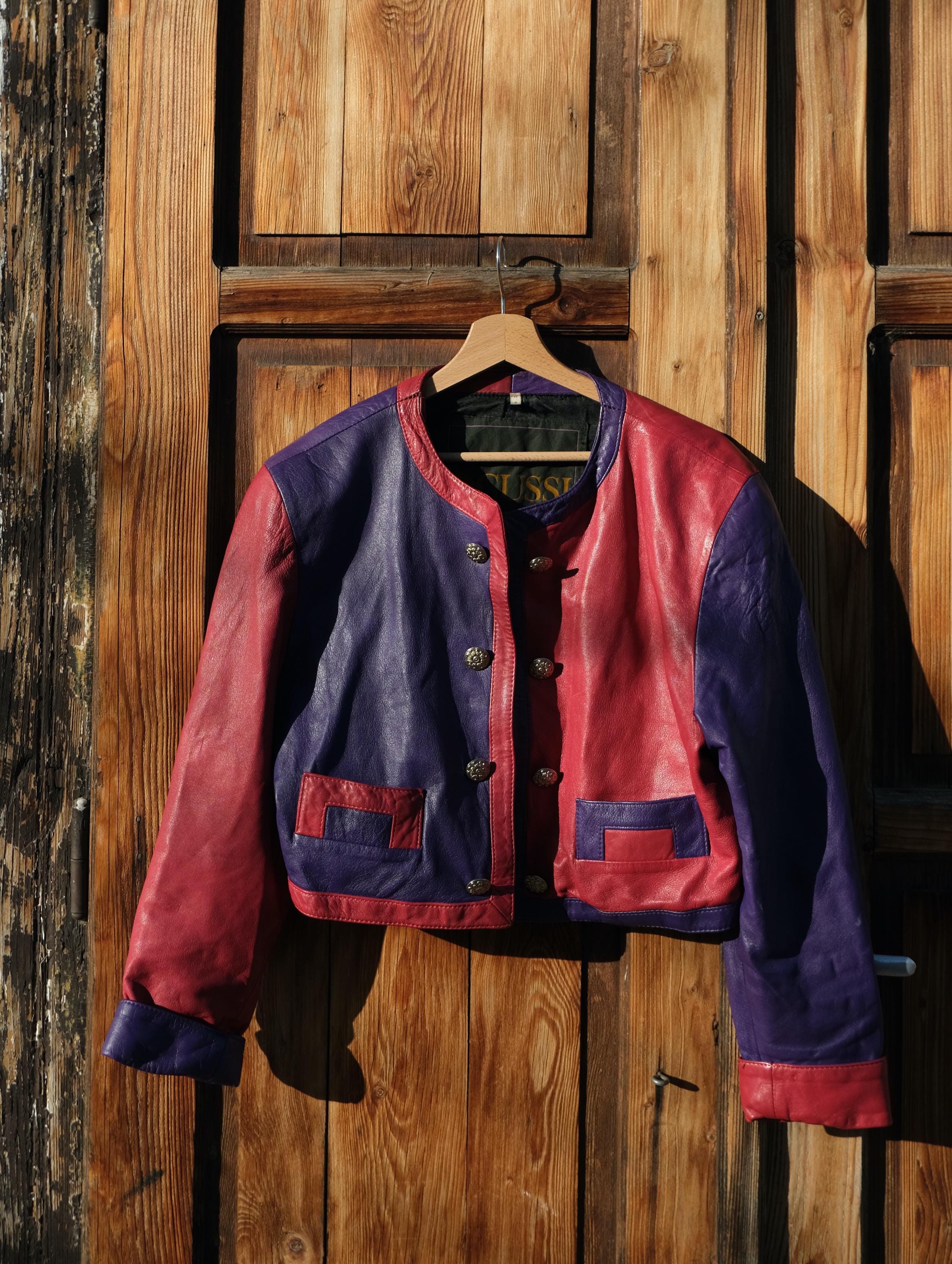 Vintage Gianfranco Scussi Leather Jacket: Pink & Purple, Size