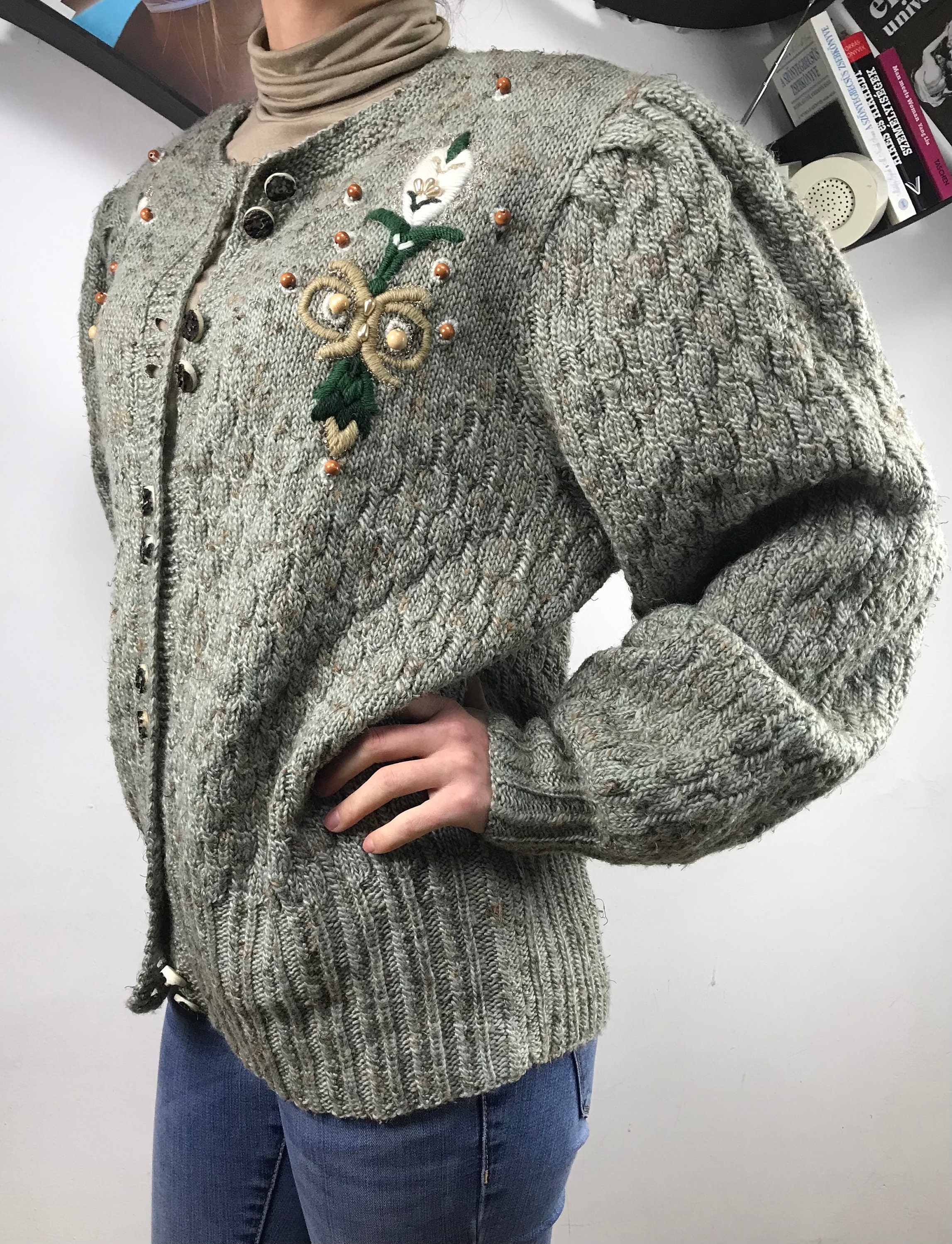 Vintage Austrian Knitted Cardigan /folkclore Knit Cardigan