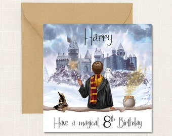 Wizard Birthday Card Personalised Print Christmas Kids Friends Childrens Potter Inspired Valentines Mother’s Day Handmade Card Fathers Day