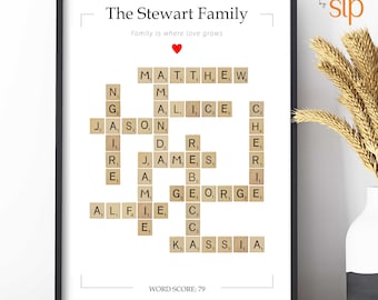 Personalised Scrabble Print Name Poster Picture Frame - Family Birthday Gifts - For Him, Her, Mum, Dad, Nan, Grandad