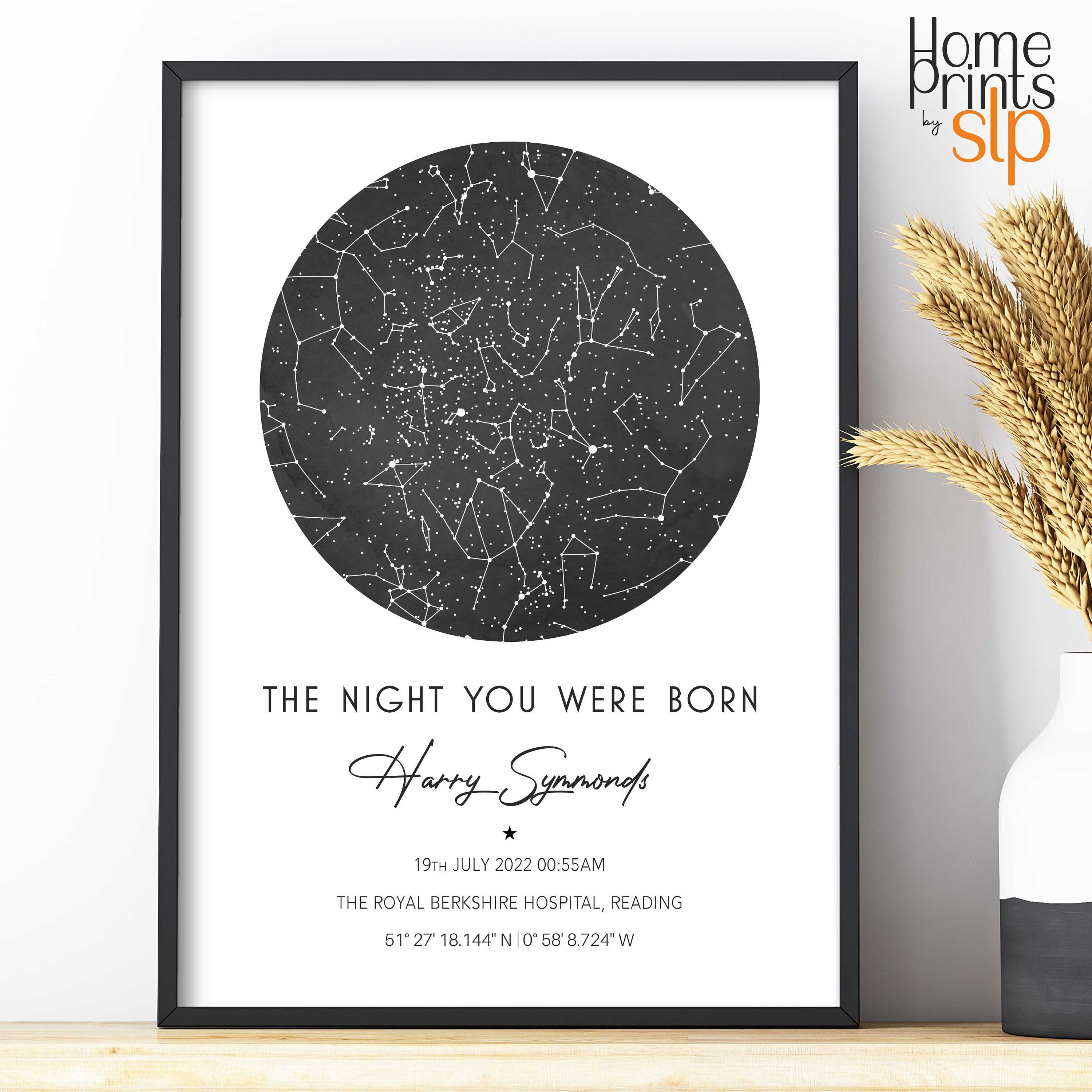 The Nigh You Were Born, Custom Star Map Print, Anniversary Gift, Night ...