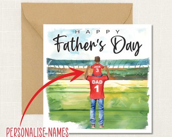 Personalised Fathers Day Football Card Birthday Card, 1st Fathers Day Card, Baby First Fathers Day, Handmade Card Fathers Day