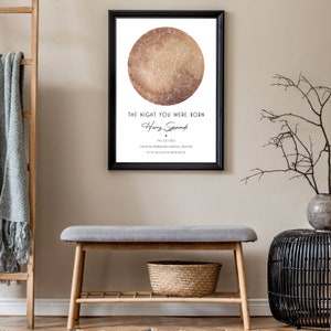 May include: A printable poster with a brown watercolor background and a constellation map of the night sky. The text reads "THE NIGHT YOU WERE BORN", "Harry Symp", "19 JULY 2002", "THE ROYAL BERKSHIRE HOSPITAL, READING", and "51.4718&deg;N 0.9814&deg;W".