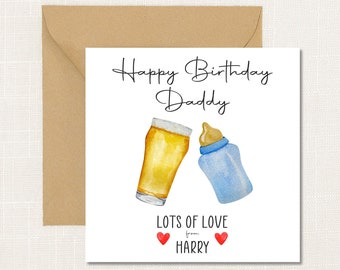 Happy Birthday Daddy or Mummy, Card for new Dad, Card for new Mum, Personalised Card, Handmade Card Birthday, Birthday Gift Card,