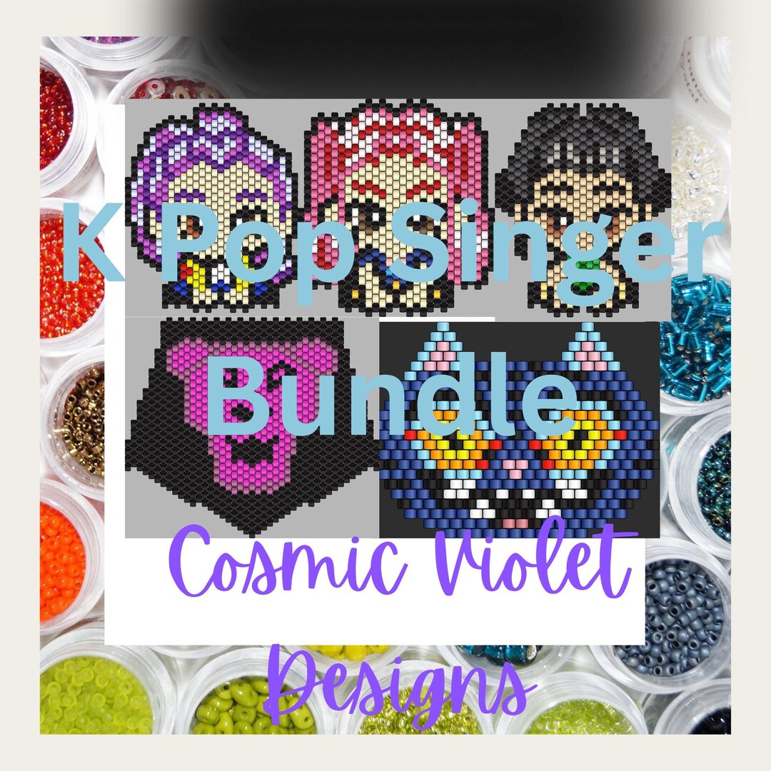 K Pop Rhinestone Patterns K-pop Inspired Bead Patterns Bundle | Miyuki Delica Earring Designs ...