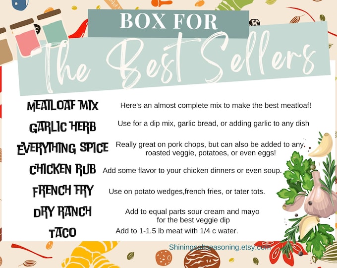 Featured listing image: Best Sellers Spice Box: Meat, Chicken, Taco - Shining Salt Seasonings